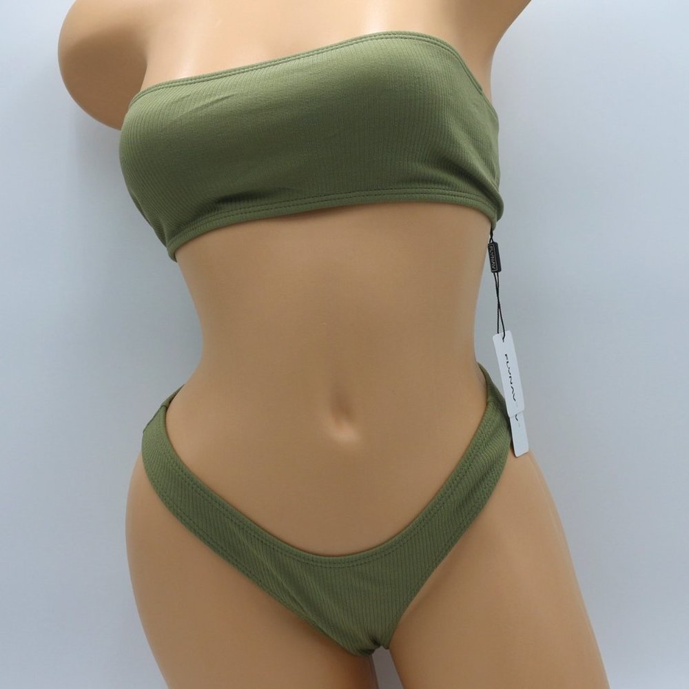 Women's 2 Piece Swimsuit - Bandeau Top - Green - S